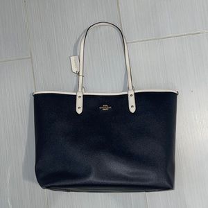 Black and off white Coach Tote Bag